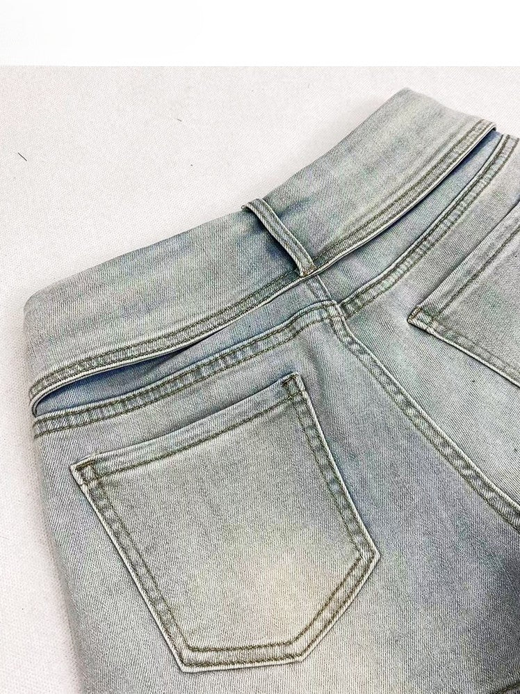 Taillenbesatz Millard Blau mit Rüschengürtel Fashion Cascading High Shorts