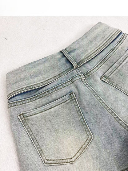 Taillenbesatz Millard Blau mit Rüschengürtel Fashion Cascading High Shorts