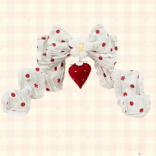 with Charm Lolita Bow Strawberry Hairclip White/Pink/Red/Black