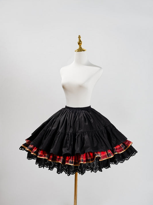 Red Plaid Lolita Tiered Underskirt - LiLi Chain