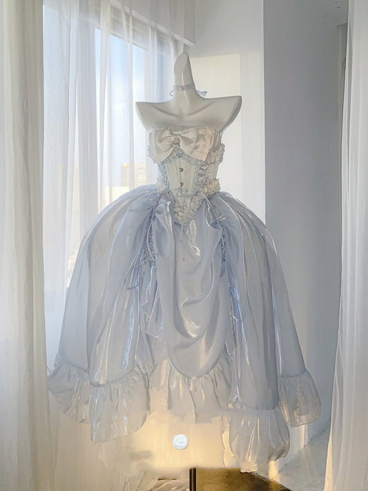 ブルーのロングドローストリングアンダースカート