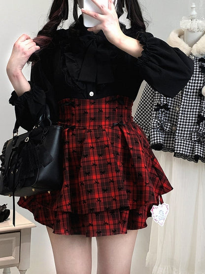 High-Waist Edgy in Skirt: 3 Sweet Jirai Tiered Plaid Kei Colors