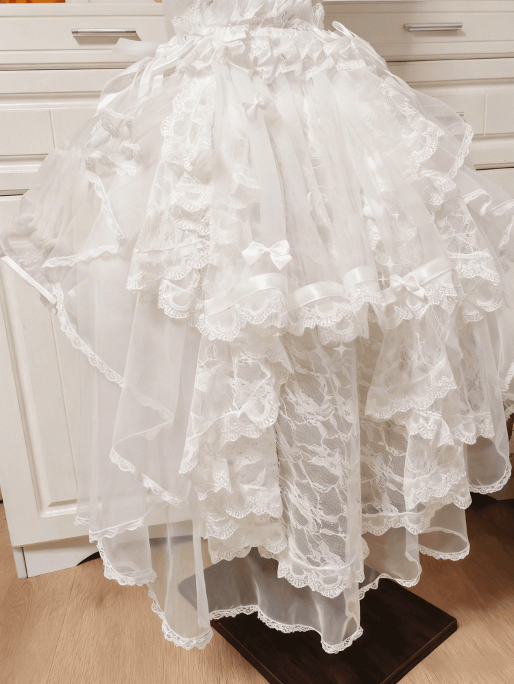 Lolita Lace Bowknot Shiro Train/Veil White