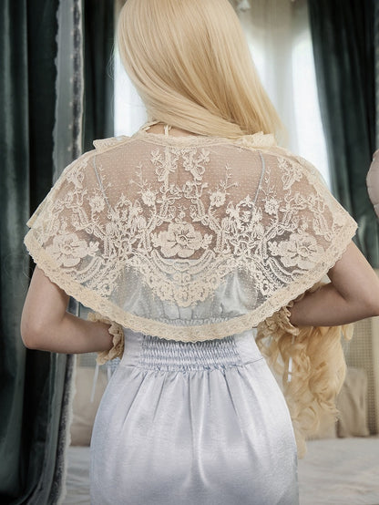 Apricot Romantic Gothic Fan-Lace Wrap Shawl - Blood Supply