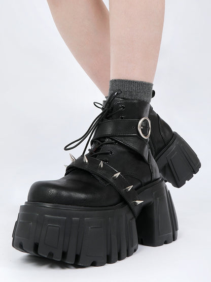 Boots Rock Ankle Platform Black Chunky Heel Punk -