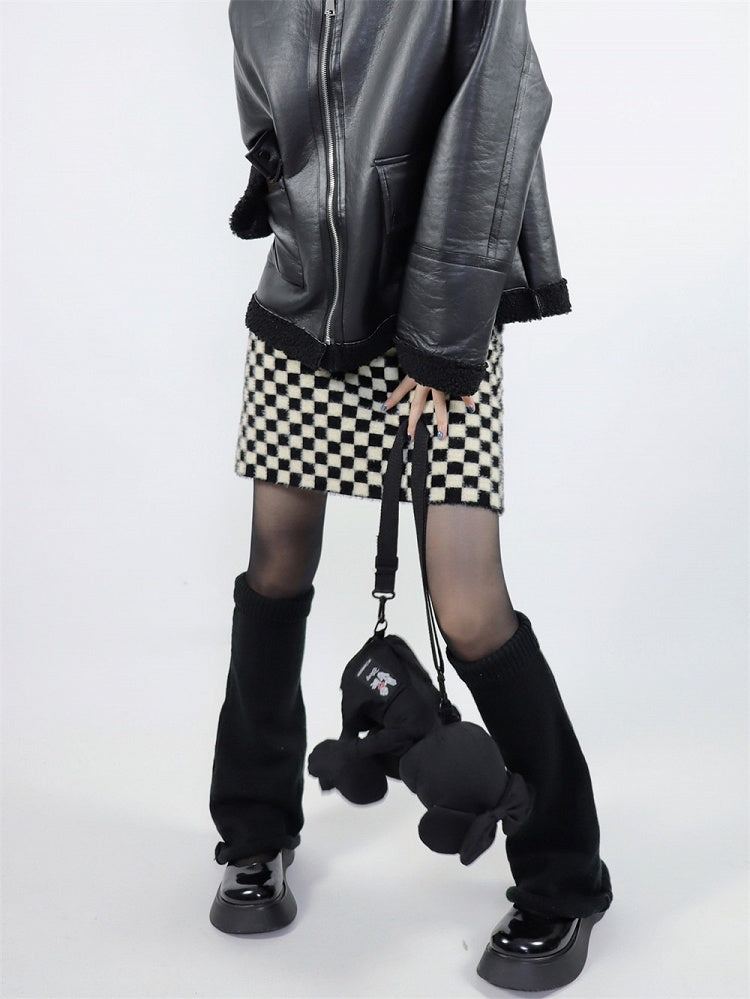 Knit Kawaii Fashion Leg Black Warmers