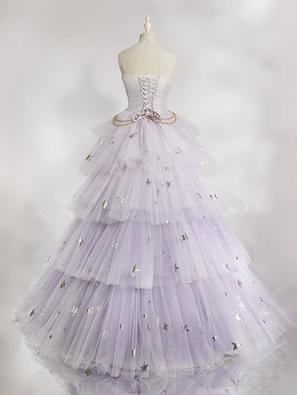 Star Dream Light Purple Sleeveless Top Stars High-low Skirt Set - Nikki Tomorrow