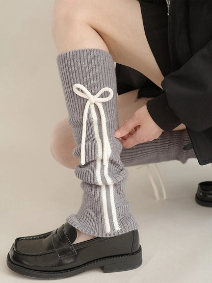 Leg Knit Bow-Tie Ribbed Colors) Warmers (4