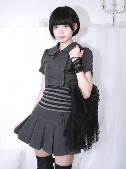 Gray Box Pleat Mini Skirt - HBreaker