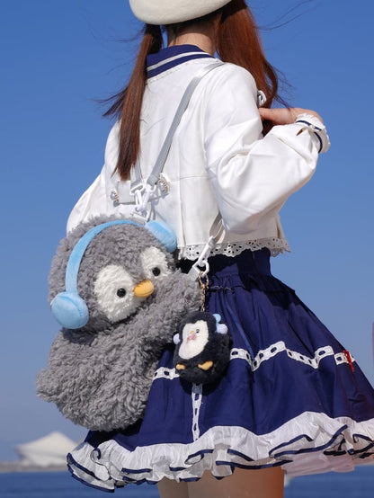Light Middle/Large Keychain Plush + Options Gray 4 Penguin Backpack/Crossbody Size Bag Cute