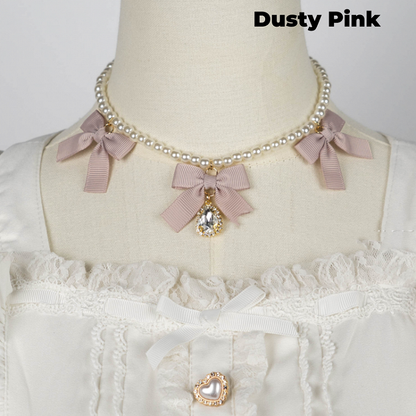 Jirai Kei Halskette mit Schleifen und Strassperlen