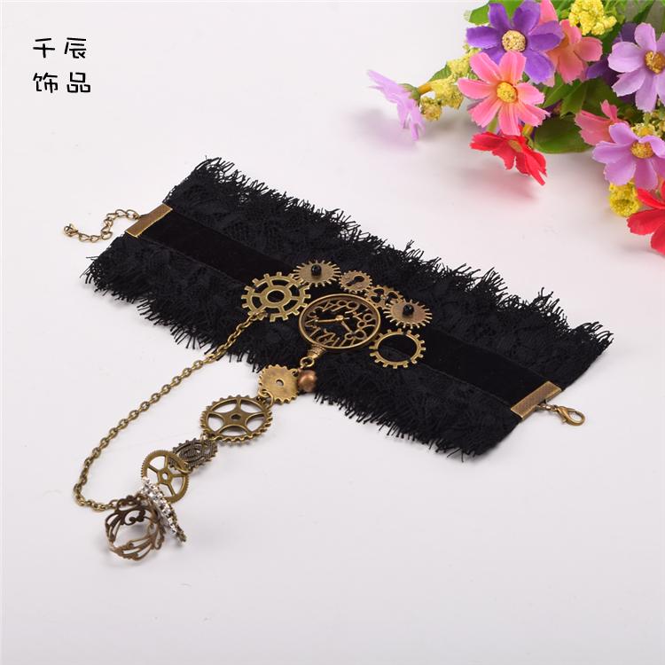 スチームパンク ヴィンテージ ギア フィンガーリング レースブレスレット