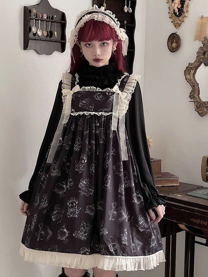 ネックラインエレガントベアスクエアウェンディジャンパープリントスカート