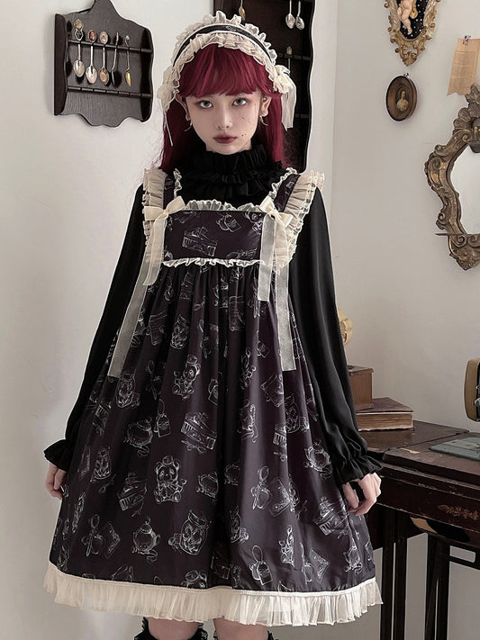 ネックラインエレガントベアスクエアウェンディジャンパープリントスカート