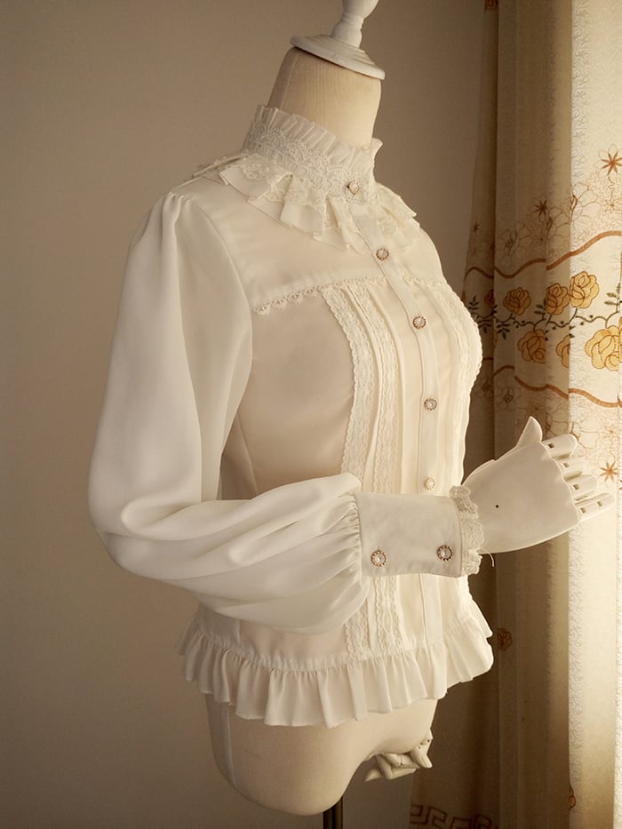 Vintage High Neck Puff Sleeve Lolita Top