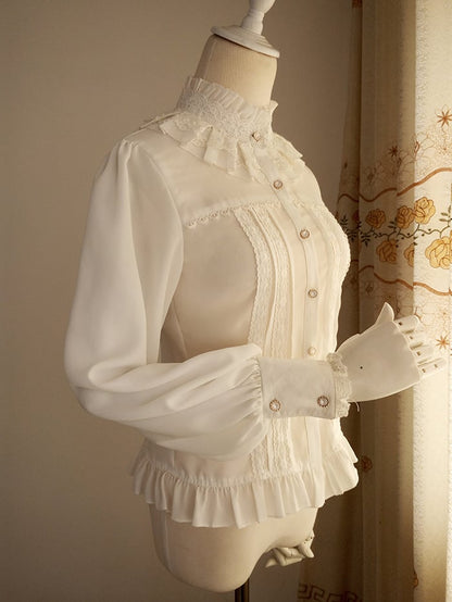 Vintage High Neck Puff Sleeve Lolita Top