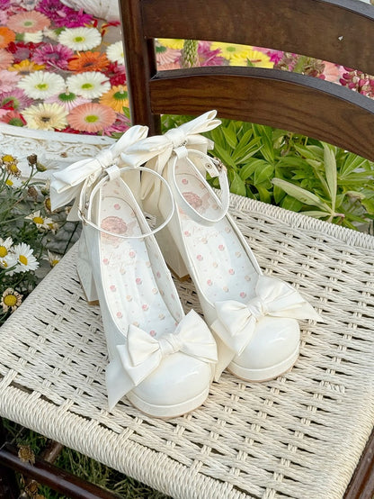 Sweet Toe Mary Bowknot White Janes Platform Details Lolita Round Shoes