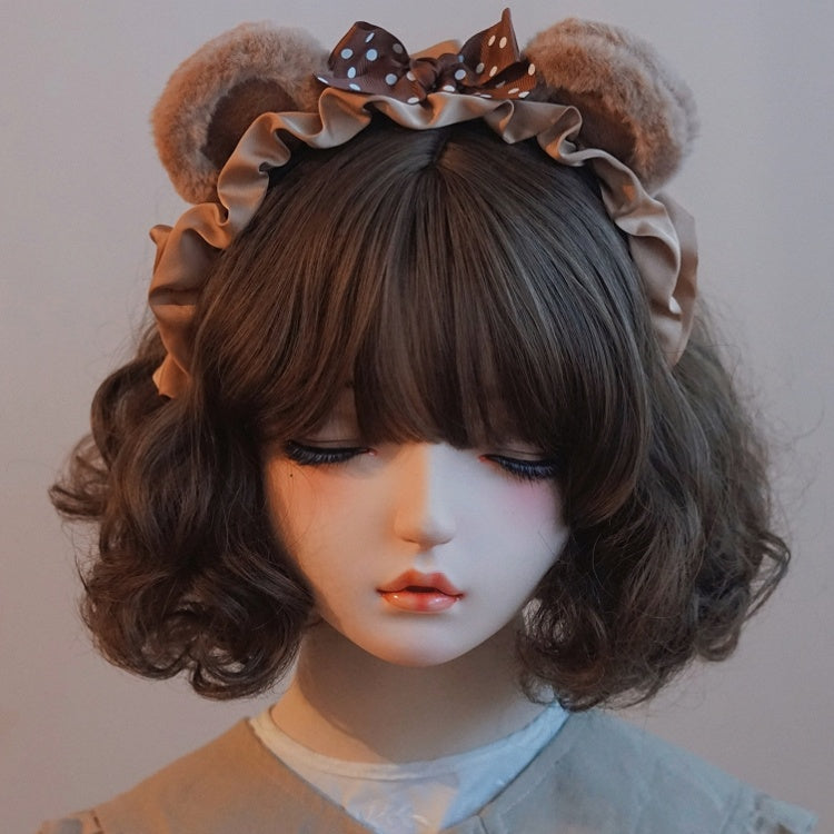 パターン耳蝶結び水玉ブラウン詳細クマKC