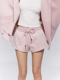 Waist Drawstring Elastic Shorts Autumn Casual Pink with