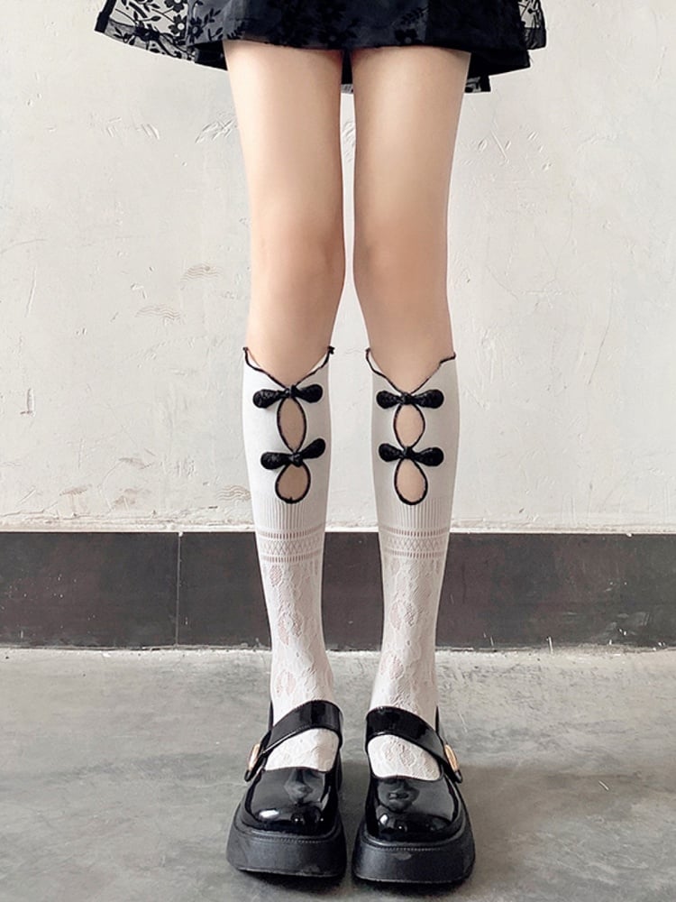 Style with Socks Buttons Qi Frog Black Calf
