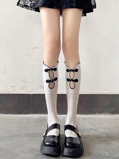 Style with Socks Buttons Qi Frog Black Calf