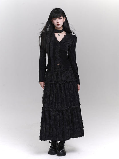 ゴシックブラックアンクル丈スカート