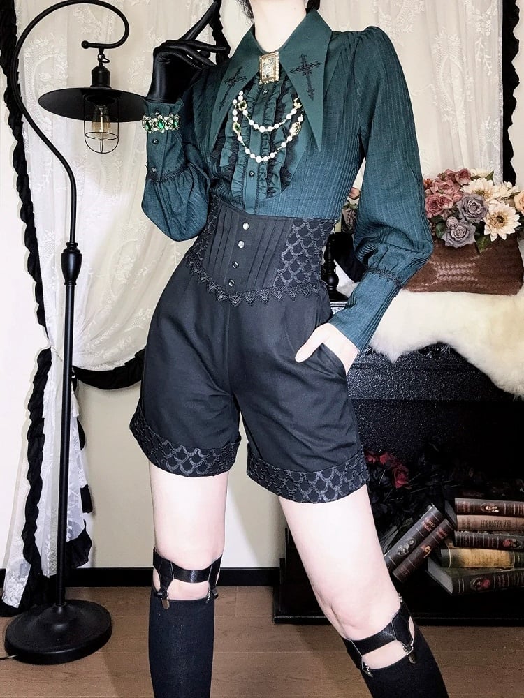 Lolita Boned Waist Corset Shorts Black Ouji High Belt Prince