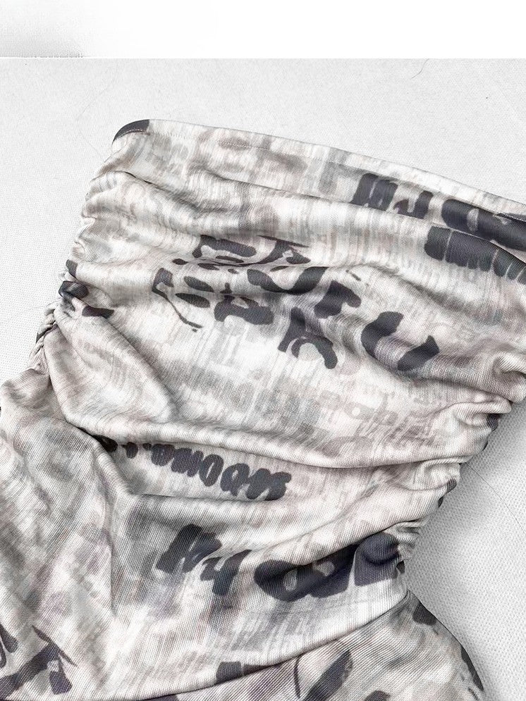 ストラップレス アシンメトリープリント ホワイトトップレター グラマラスヘム ビタースウィート