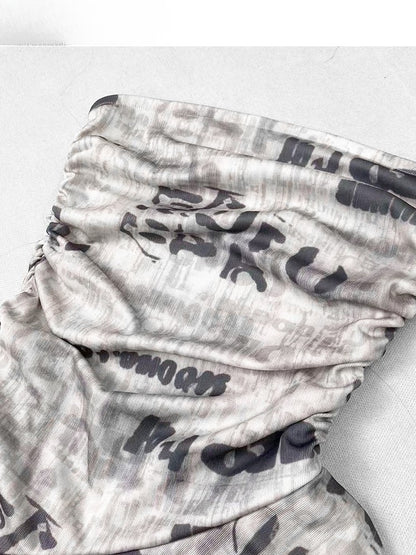 ストラップレス アシンメトリープリント ホワイトトップレター グラマラスヘム ビタースウィート