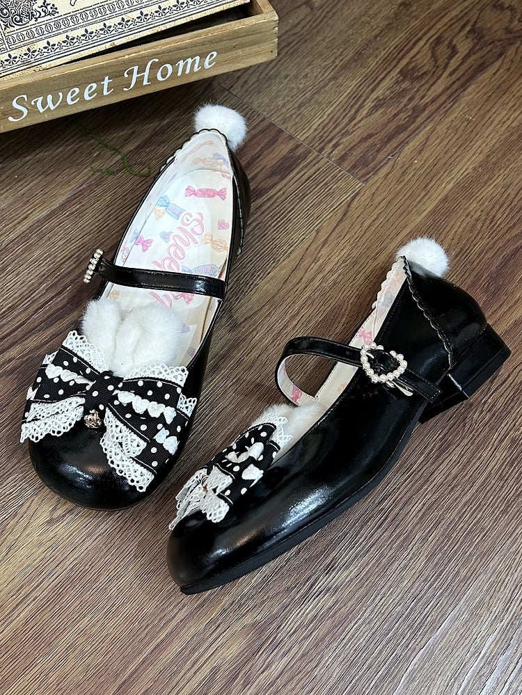 Sweet Bow at Black Top Mary Jane with Lolita Shoes