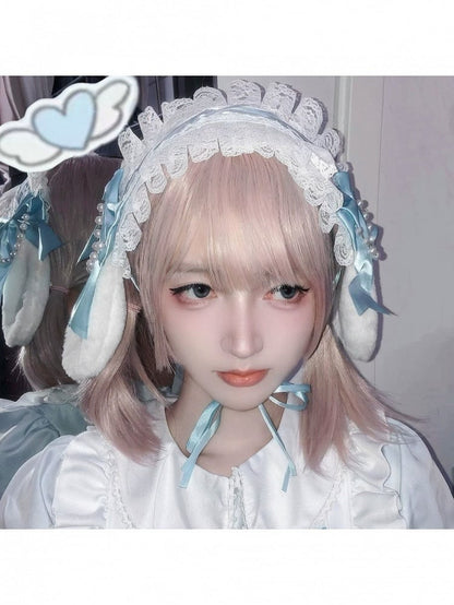 Lace Bead Chain Hairband with Rabbit Ear Design