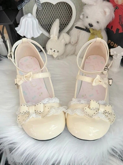 Yellow Sweetheart Butterfly Bow Mary Jane Ankle - MUMA Lolita