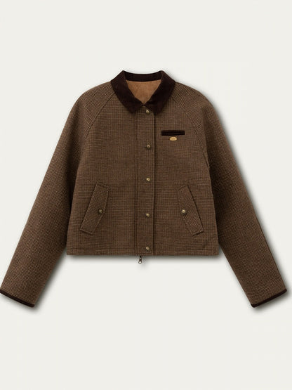 Jacket Retro Houndstooth Double-Sided Brown