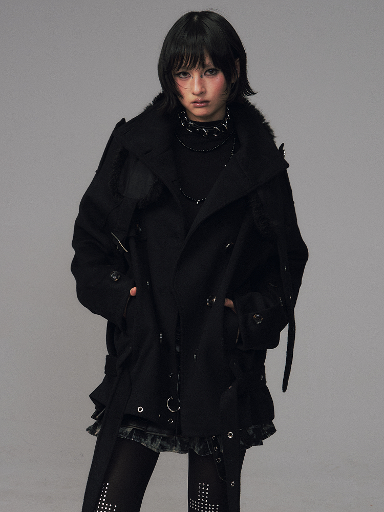 Collar Lapel Jacket with Black Punk