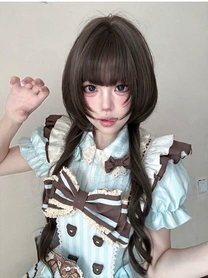Double Roman Curly Wig with Air Bangs - Alice Garden