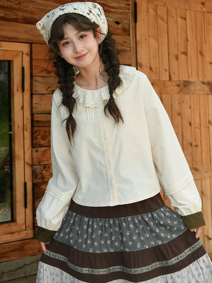 アプリコットラウンドネックブラウス