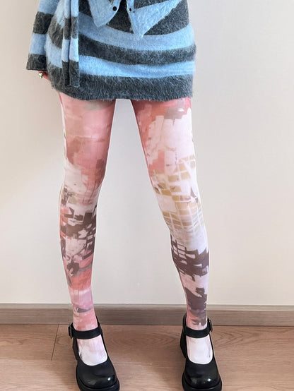 ホワイトプリントタイツデザイン