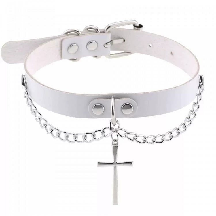 Multicolor Cross Pendant Chain Necklace - CRAZY GIRL