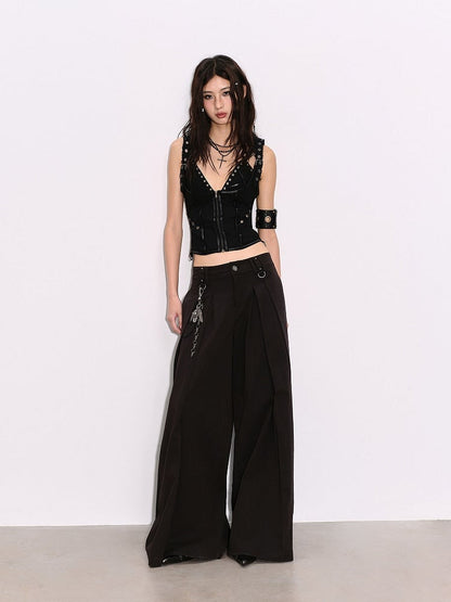 Black with Backless Top Closure Tank Punk Zip