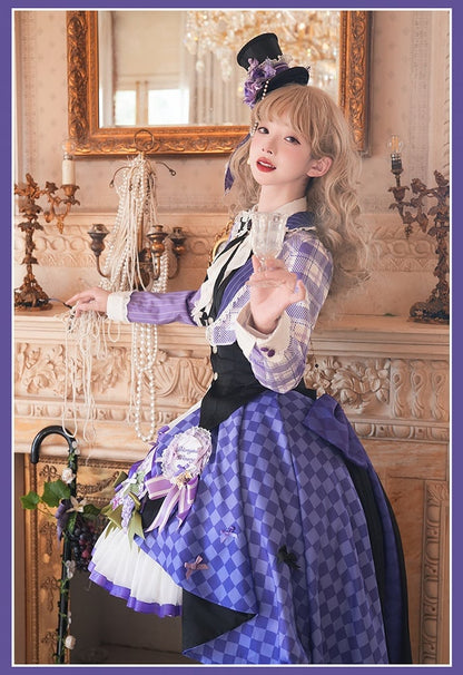 バイエルン / セット ブレザー クロップドトップ フルスカート コルセット ロリータ アウトフィット - スタイル ウエストコート パープル オクトーバーフェスト