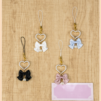 Sweetheart Jirai Kei Weißer Schleifen-Perlen-Charm