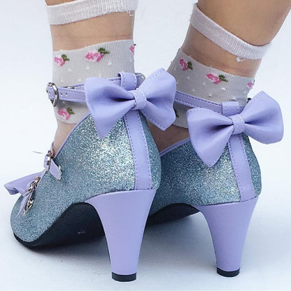Bow SP168016 Mermaid Shoes Blingbling Blue Custom Made