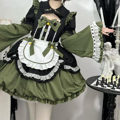 Oath Maid Purple Bubble Sleeve Sweet Lolita OP Dress Plus Size