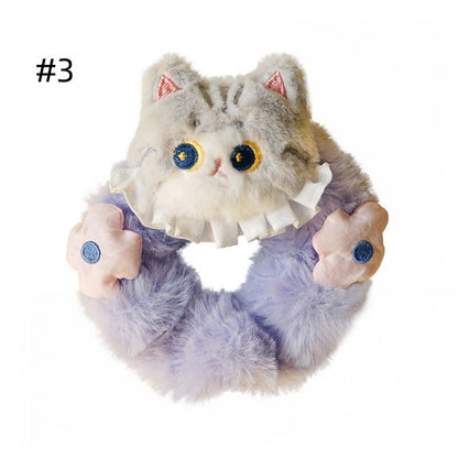 5 Colors Options Cute Kitty Design Scrunchies