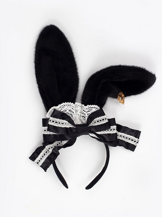 Alice in Wonderland Rabbit Ear KC and Necklace - Sheep Puff Atelier