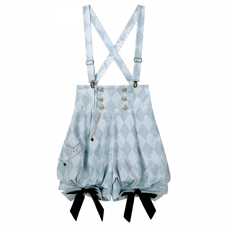 Schleife Alice Muster Wunderland Lolita in + Blau Weiß Outfit Overall - Shorts Vibes Ouji Diamond Shirt