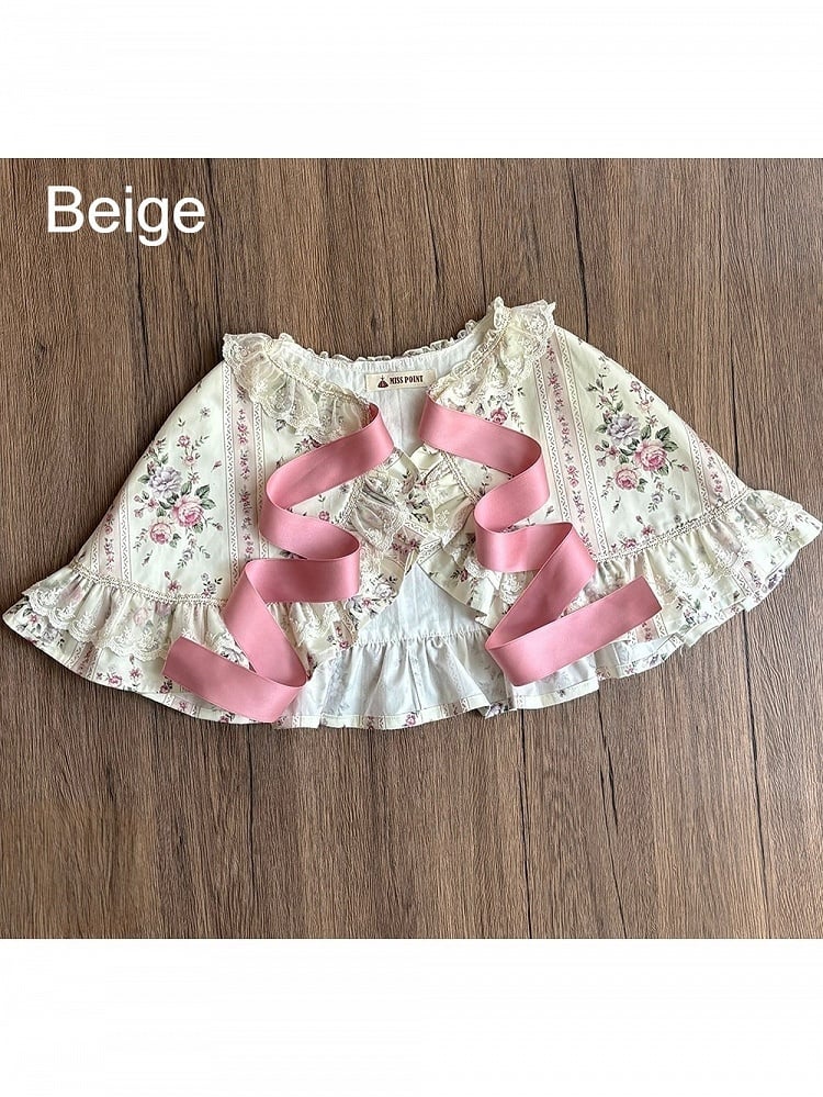 Three Color Cape Floral Print with Lace Trim - Miss Cube Dressworks