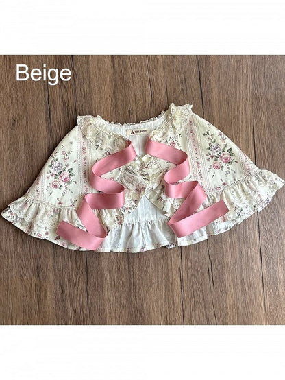 Three Color Cape Floral Print with Lace Trim - Miss Cube Dressworks