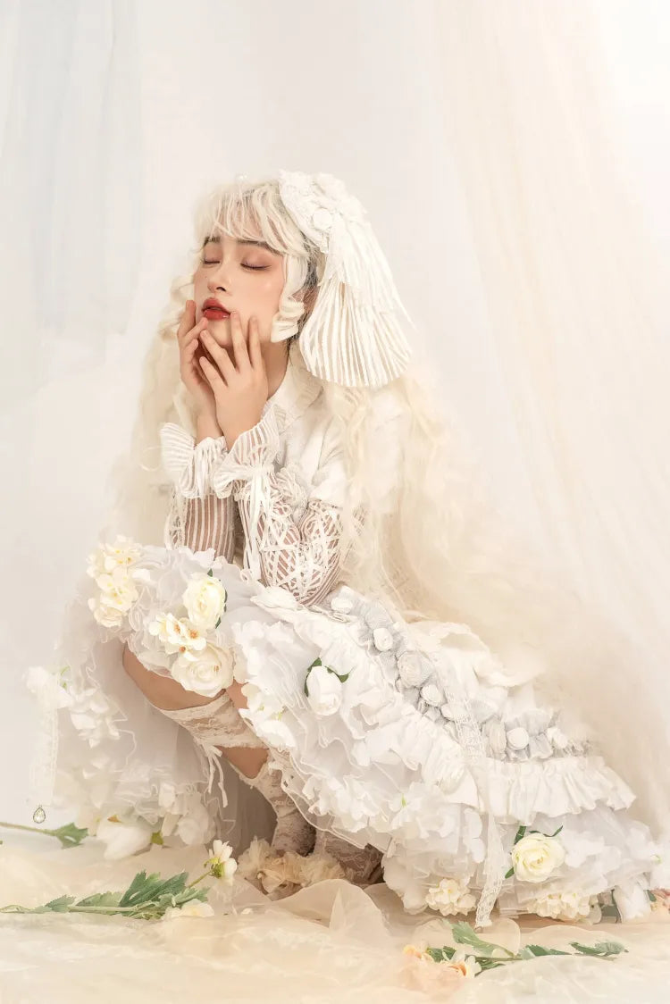 春の収穫 長さ 花柄 35cm/45cm ホワイトホワイト ペチコート