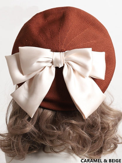 With Bowknot Lolita Color Detachable Options Sweet Beret 18 Large